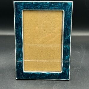 Lawrence Verona enamel Teal& silver metal Picture Frame 5x7”